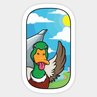 duck cartoon tongue plane window Sticker